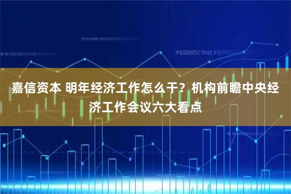 嘉信资本 明年经济工作怎么干？机构前瞻中央经济工作会议六大看点